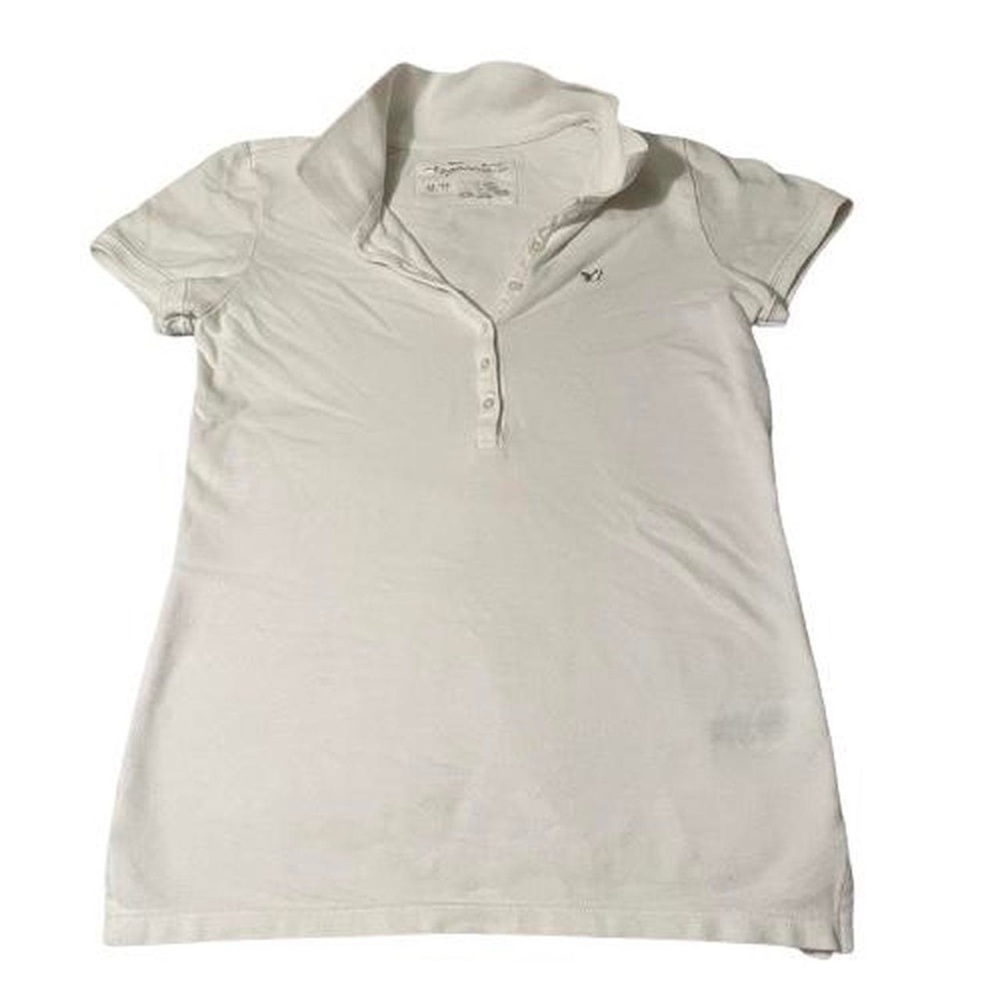 White Ambercrombie Polo Tee with Butterfly Detailing!